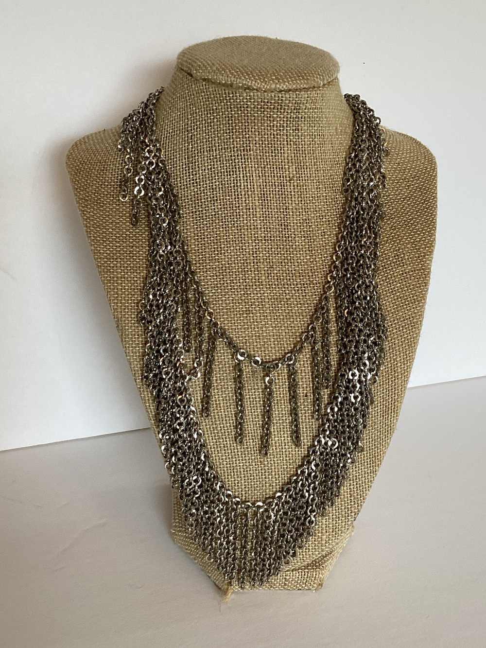 Cookie Lee Silver-Tone Multi-Strand Fringe convertible Necklace